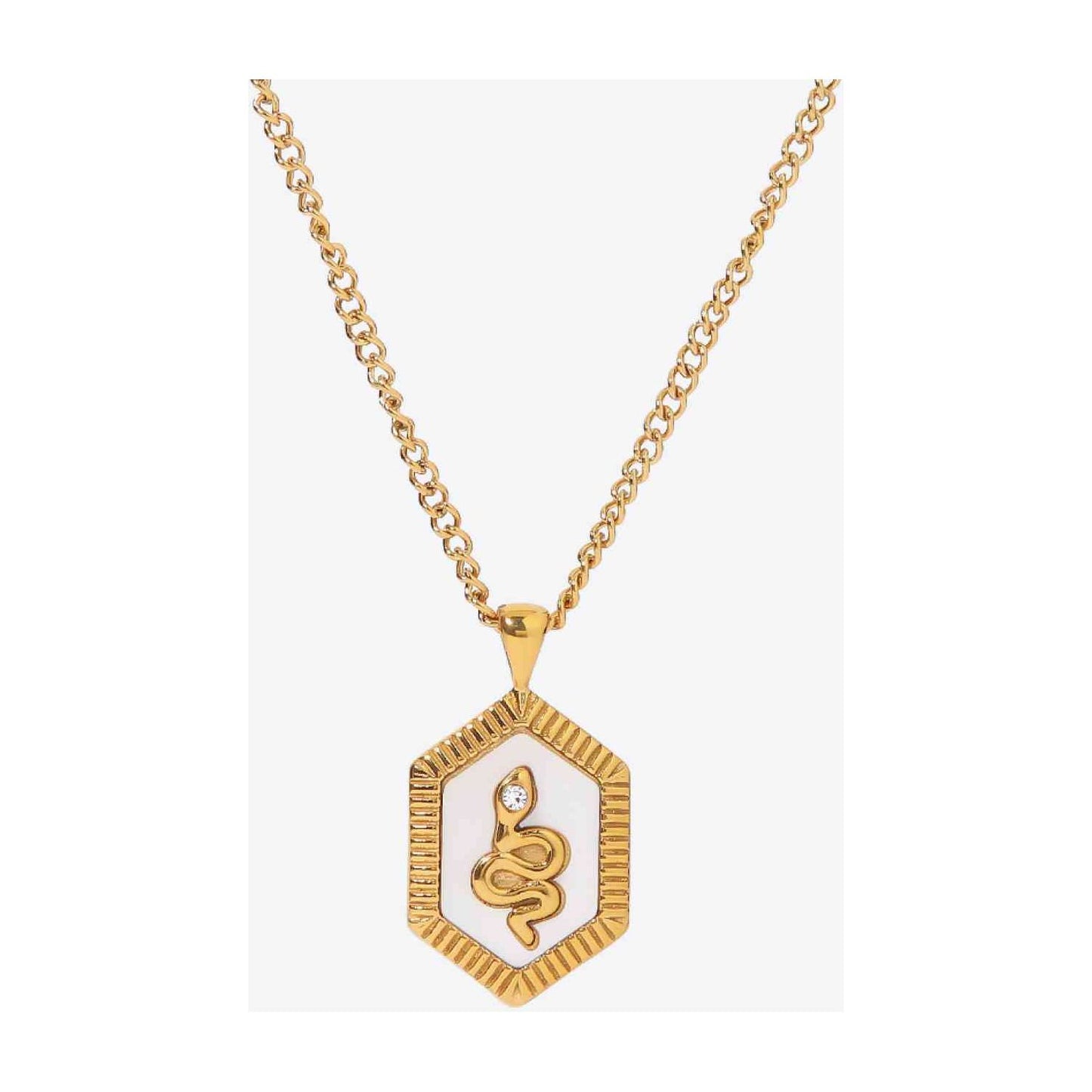 18K Gold Plated Snake Geometric Pendant Necklace