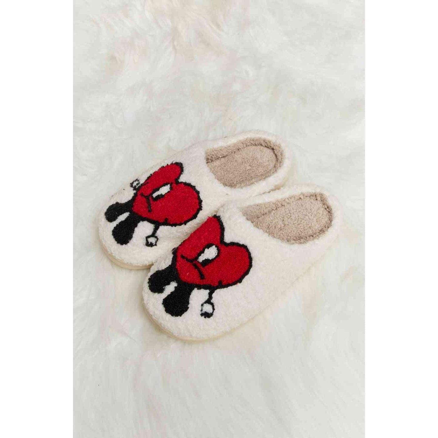 Sad Heart Print Plush Slippers