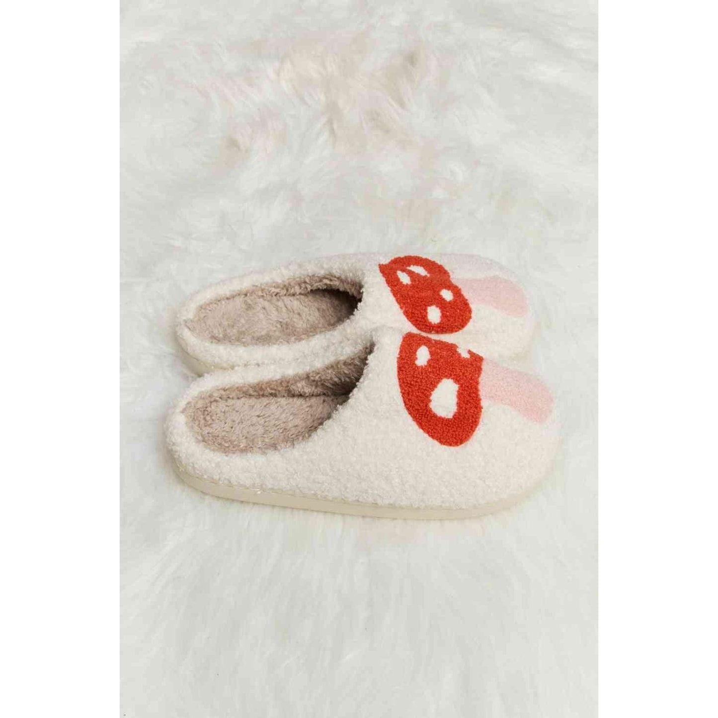 Shroomy Print Plush Slide Slippers