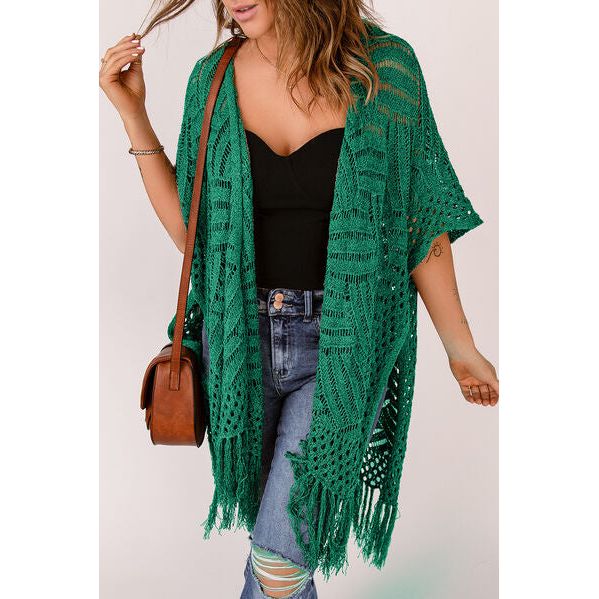 Spring Wrap Cardigan with Fringes