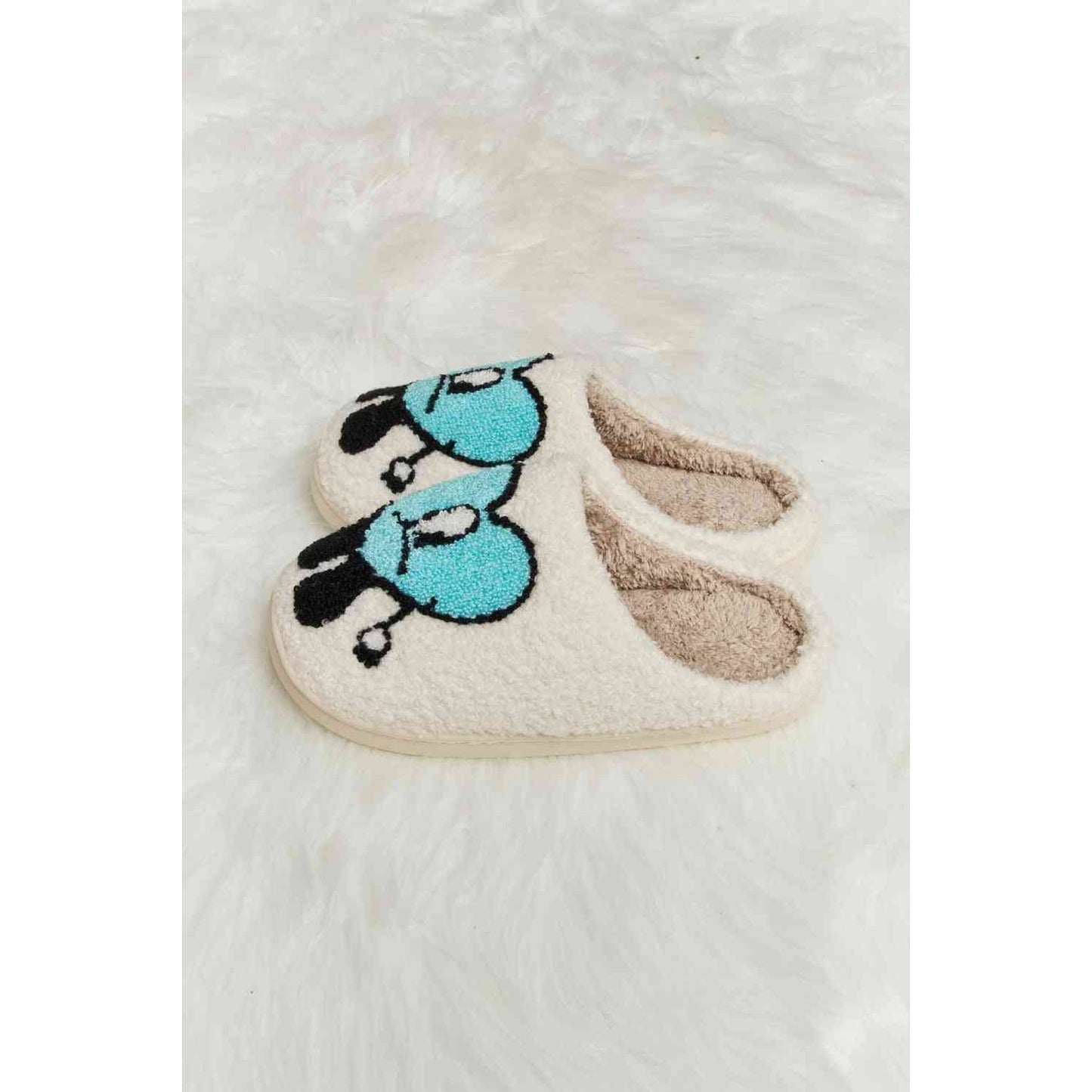 Sad Heart Print Plush Slippers